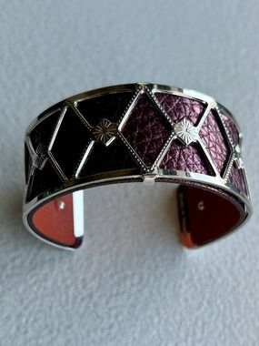 French jewelry Les Georgette reversible Leather and Silver Bracelet